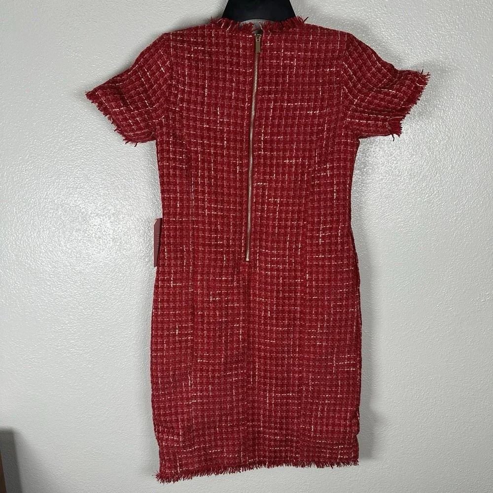 NEW IVY CITY CO Girls Reese Mini Dress‎ Size 9/10T Red Tweed Gold Zipper Wool
